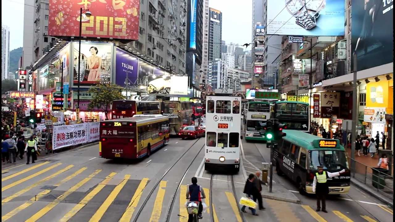 Двухэтажный трамвай в Гонконге. Тур по городу (Hongkong) - YouTube