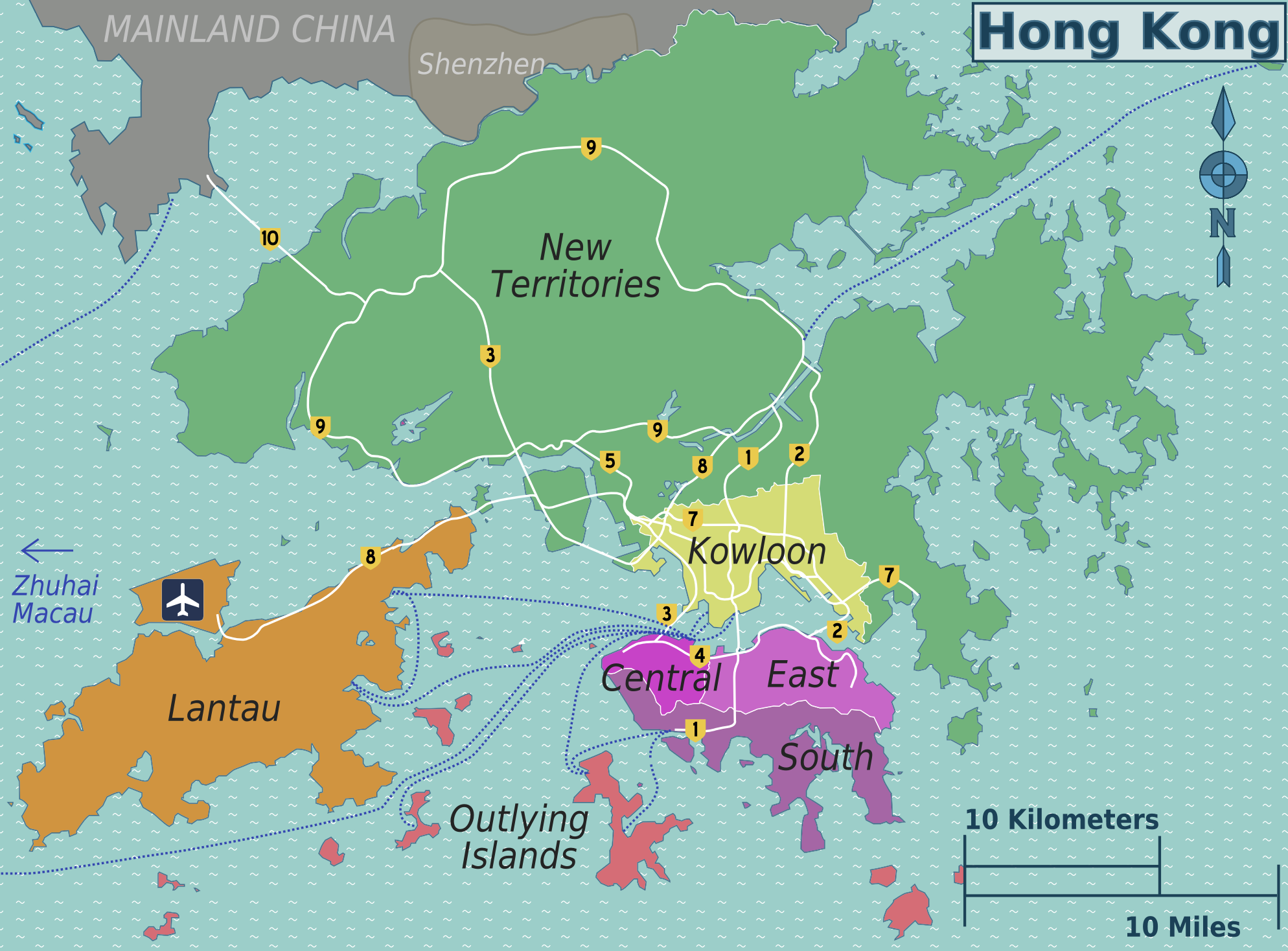 Файл:Hong Kong districts map.png — туристичний путівник Вікімандри